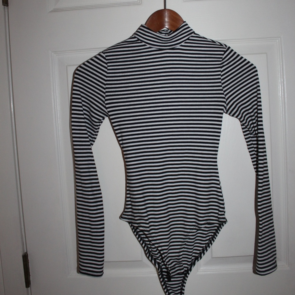 Black and White Striped Bodysuit
